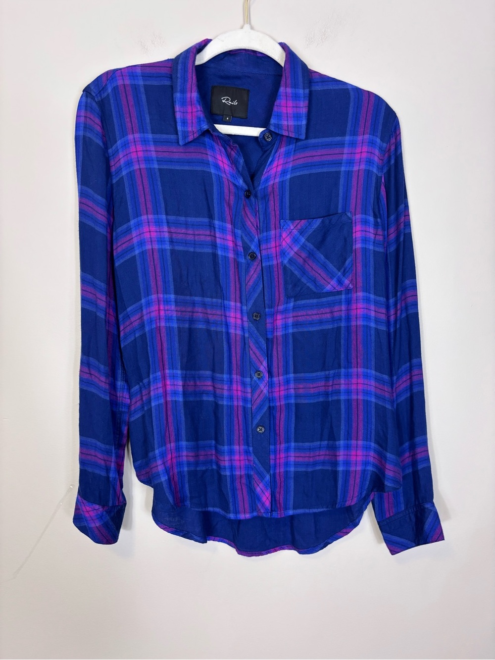 Rails Navy Violet Plaid Button-Down Shirt Women’s Small